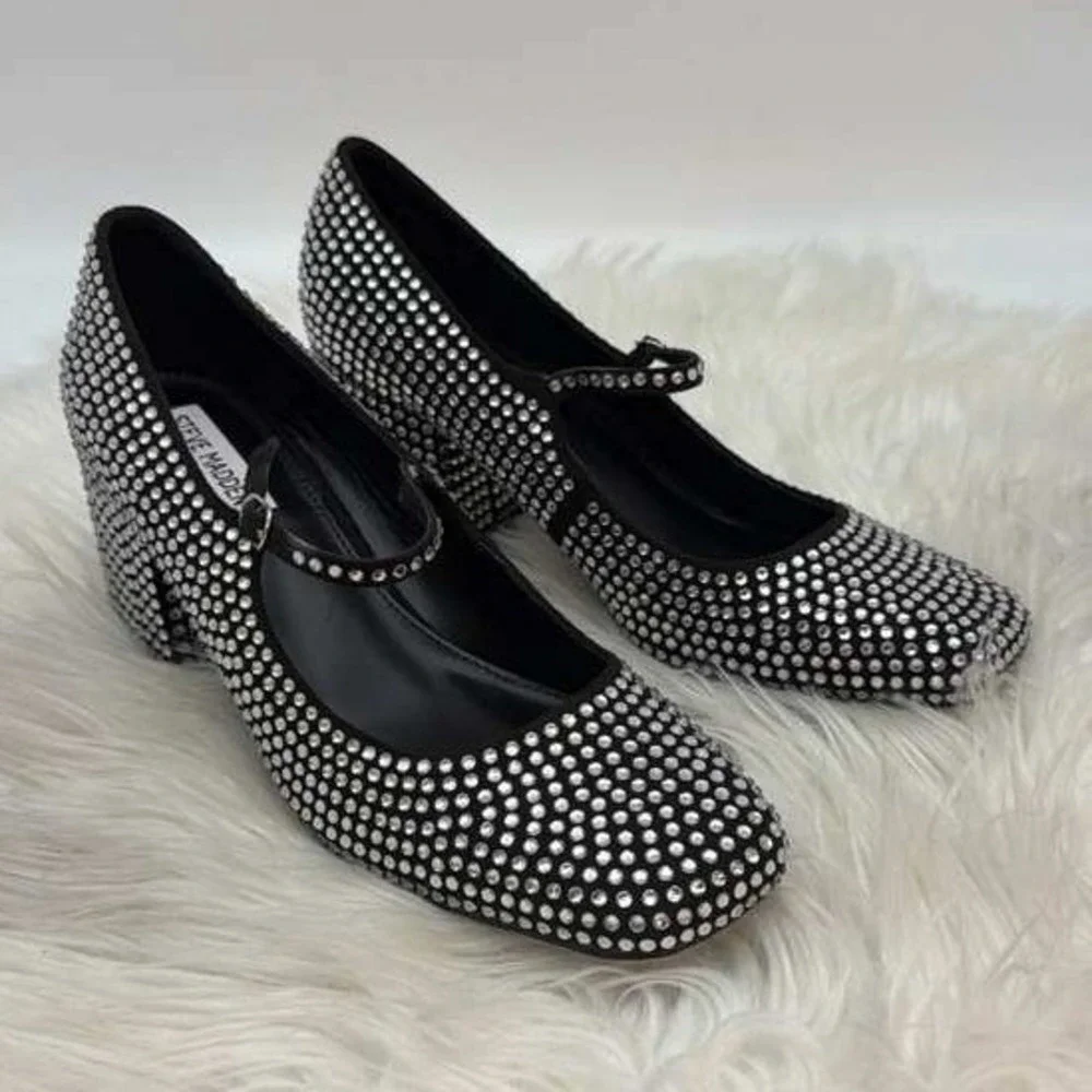 Steve Madden Black Multi Rhinestone Platform Sandals – Women's Size 10 –‎ NWT